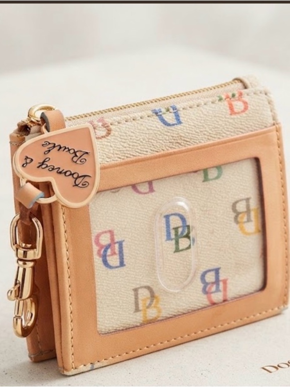 Dooney & Bourke Tan Multi-Color Monogram Card & Key Holder